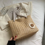 Women's Woven Straw Handbag Large Beach Tote Shoulder Bag