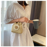 Women's Straw Tote Bag Weave Handbags Bucket Shape Beach Shoulder
