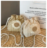 Women's Straw Tote Bag Weave Handbags Bucket Shape Beach Shoulder