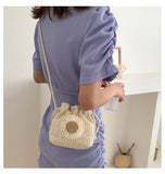 Women's Straw Tote Bag Weave Handbags Bucket Shape Beach Shoulder