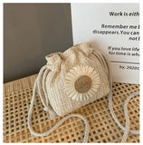 Women's Straw Tote Bag Weave Handbags Bucket Shape Beach Shoulder