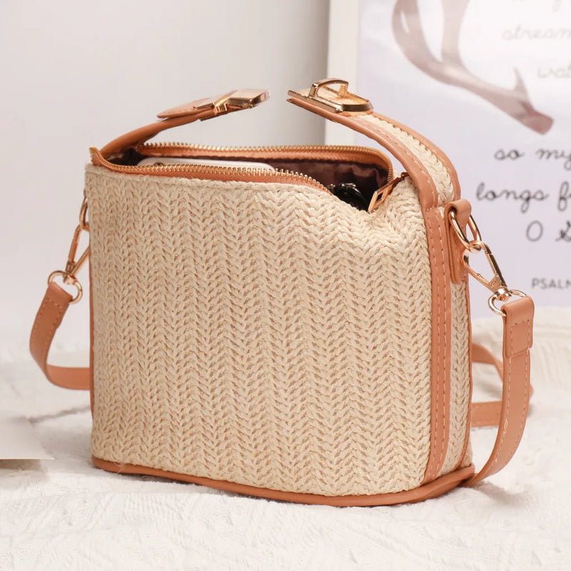 Women's Straw Woven Cross-Body Bag Summer Shoulder Bag