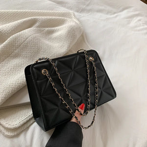 Women's Stylish Bag Spring Texture Chain Messenger Bag Diamond Pattern Bag