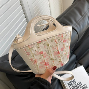 Women's Summer Shoulder Bag Lace Embroidery Patchwork Bucket Bags