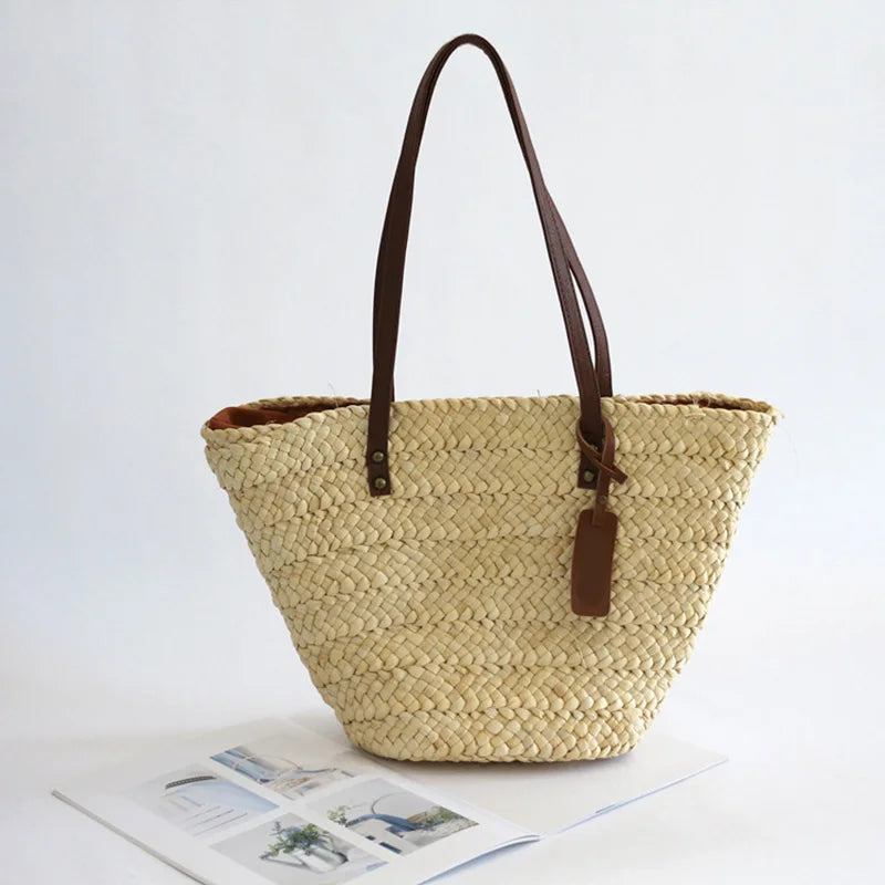 Women's Straw Shoulder Bag Large-capacity Beach Tote Travel Bag