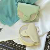 Women's Straw Shoulder Bag Chain Saddle Messenger Purse