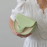 Women's Straw Shoulder Bag Chain Saddle Messenger Purse