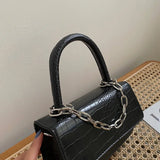 Crocodile Pattern Chain Crossbody Bag Vintage Women's Handbag