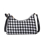 Women's Tote Bag High PU Leather Shoulder Wild Grid Crossbody Handb