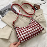 Women's Tote Bag High PU Leather Shoulder Wild Grid Crossbody Handb