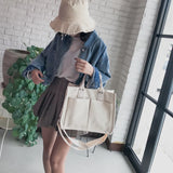 Women's Canvas Tote Bag Large Capacity Crossbody Schoolbag