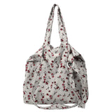 Women's Corduroy Tote Bag Sweet Rose Flower Printing Large Capacity Handbag