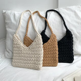 Knitting Shoulder Handbags Autumn Winter Tote Bag Women Shopper Bags