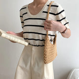 Knitting Shoulder Handbags Autumn Winter Tote Bag Women Shopper Bags