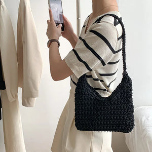 Knitting Shoulder Handbags Autumn Winter Tote Bag Women Shopper Bags