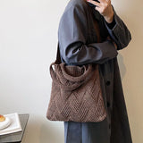 Women's Large Capacity Knitting Tote Bag for Autumn Winter