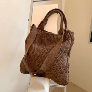 Women's Large Capacity Knitting Tote Bag for Autumn Winter