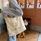 Plush Shoulder Bag Japanese Style Cartoon Embroidery Handbag