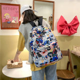 Women's Floral Print Nylon Backpack Business Laptop College Bag