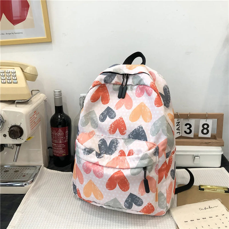 Women's Floral Print Nylon Backpack Business Laptop College Bag