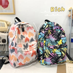 Women's Floral Print Nylon Backpack Business Laptop College Bag