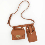 Women's Two-piece Waist Bag Tactical Belt Bag Fashionable Leather Belt Bag