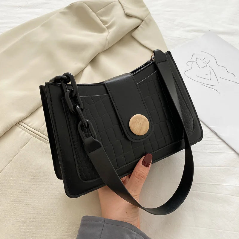 Crocodile Pattern Shoulder Bag Small Square Bag Foreign Style Underarm Bag