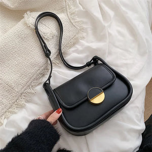 Women's Underarm Bag Plain Round Lock Flip Up