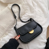 Women's Underarm Bag Plain Round Lock Flip Up