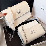 Women's Underarm Bag Solid Shoulder Bag With Butterfly Chain