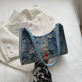 Women's Shoulder Bag Autumn Oil Painting Handbag Female Travel Tote