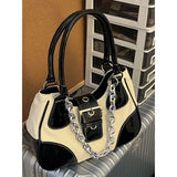 Women's Canvas Splicing Shoulder Bags Young Girls Shopping Crossbody Bags