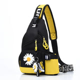 Floral Pattern Chest Bag for Women, Unisex Travel Sports Strap Bag
