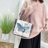 Ethnic Style Embroidery Canvas Shoulder Bag Large Capacity Tote Handbag