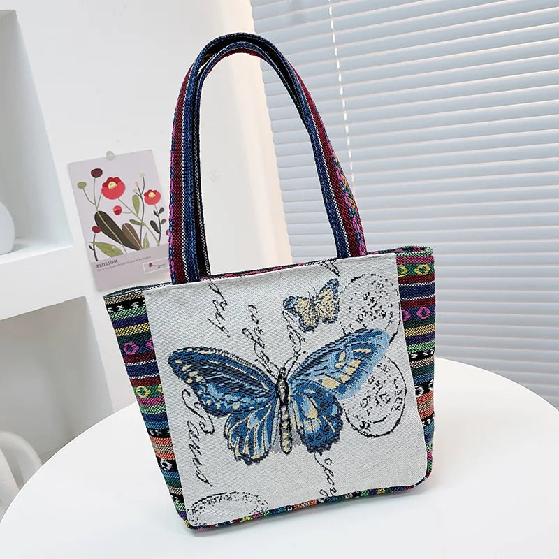 Ethnic Style Embroidery Canvas Shoulder Bag Large Capacity Tote Handbag