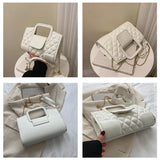 Vintage Chain Strap Crossbody Bag Plaid Shoulder Tote Handbag