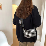 Women's Vintage Plaid Shoulder Bags with Mini Round Purse Pendant 2pcs