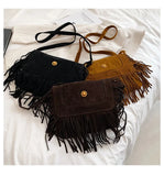 Vintage Tassle Suede Crossbody Bag Bohemian Handbag Purse
