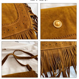 Vintage Tassle Suede Crossbody Bag Bohemian Handbag Purse