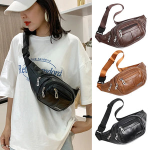 Waist Bag Retro Crossbody Pack PU Fanny Packs College Wind Chest Bags