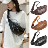 Waist Bag Retro Crossbody Pack PU Fanny Packs College Wind Chest Bags