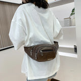 Waist Bag Retro Crossbody Pack PU Fanny Packs College Wind Chest Bags