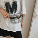 Embroidered Waist Bag Canvas Fanny Pack Crossbody Shoulder Bag