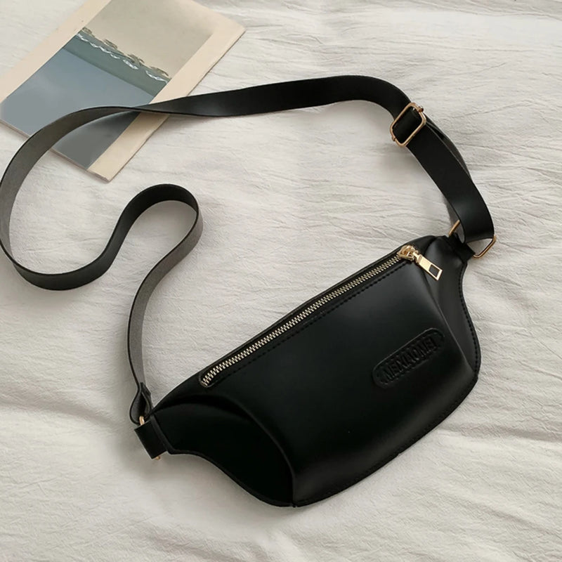 Women's Leather Waist Bag Chest Bag Bananas Handbag
