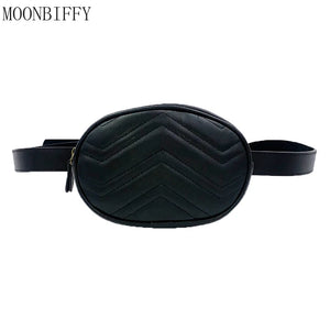 Women's Oval Waist Bag PU Leather Fanny Pack Crossbody Chest Bag Hip Purse