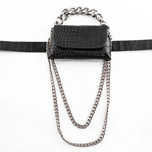 Women's Crocodile Waist Bag Fanny Pack Crossbody Chain Hand Bag