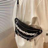 Women's Chain Waist Bag Leather Belt Bags Lady Fanny Pack