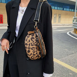 Leopard Print Canvas Waist Bag Chest Pack Fanny Pack