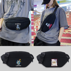 Astronaut Pattern Waist Bag Outdoor Crossbody Messenger Bag