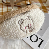 Plush Waist Bag Purse Winter Crossbody Chest Pack for Girls